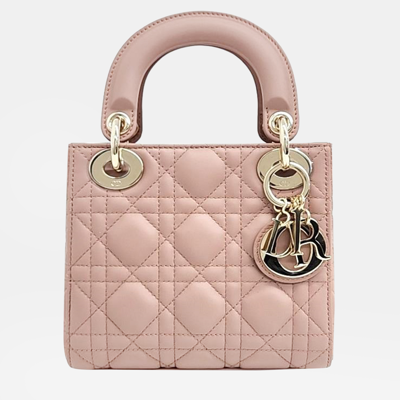 Pre-owned Dior Christian  Cannage Lady Bag Mini In Pink