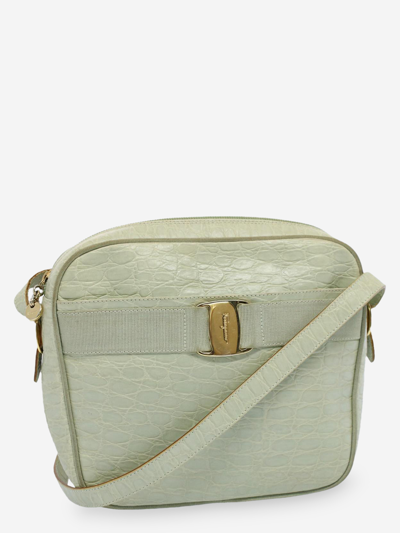 Pre-owned Ferragamo Leather Shoulder Bag In Grey