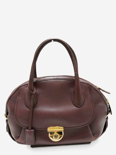 Pre-owned Ferragamo Leather Handbag In Burgundy