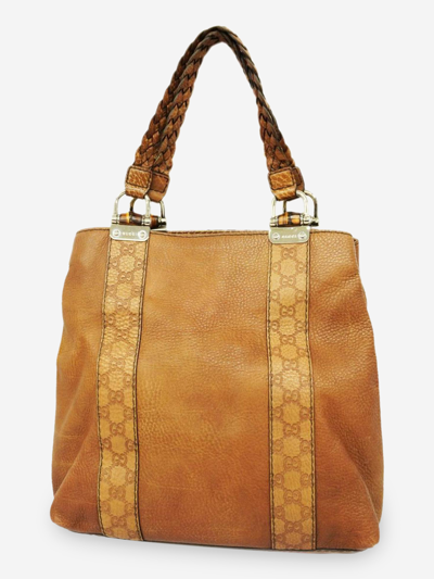 Pre-owned Gucci Leather Tote Bag In Brown