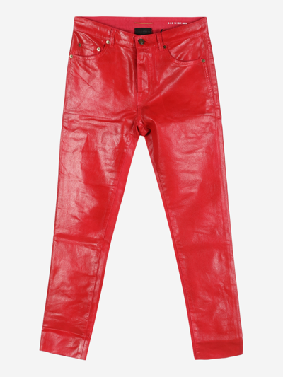 Saint Laurent Cotton Trousers In Red