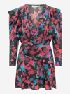 Iro Floral-print V-neck Silk Minidress In Black