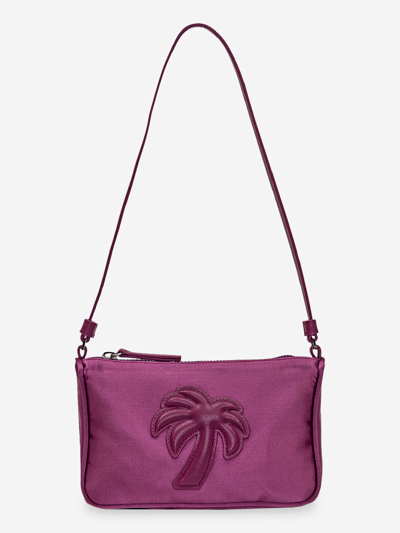 Palm Angels Palm-motif Satin Shoulder Bag In Purple