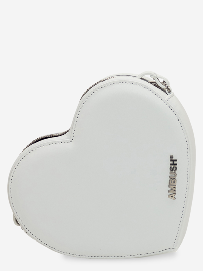 Ambush Flat Heart Crossbody Bag In White