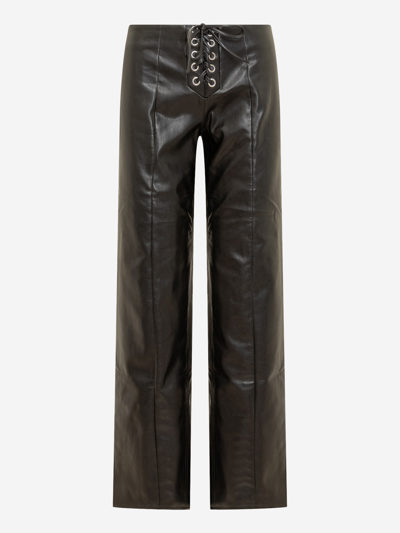 Rotate Birger Christensen Textured Mid-rise Trousers In Black