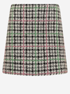 Msgm Plaid Wool Blend Mini Skirt In Grey