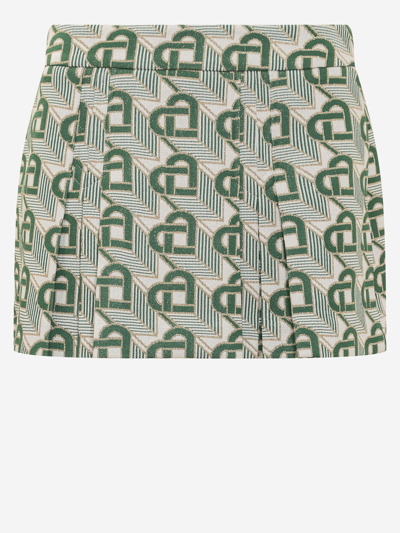 Casablanca Heart Monogram Jacquard Miniskirt In Green