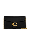 Coach Women's Tabby Leather Clutch-on-chain In Black