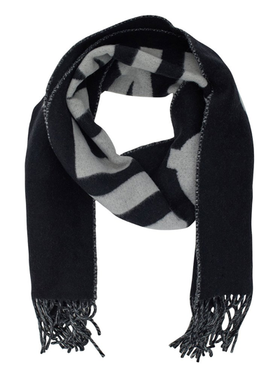 Jacquemus Logo Jacquard Fringed Edge Scarf In Black