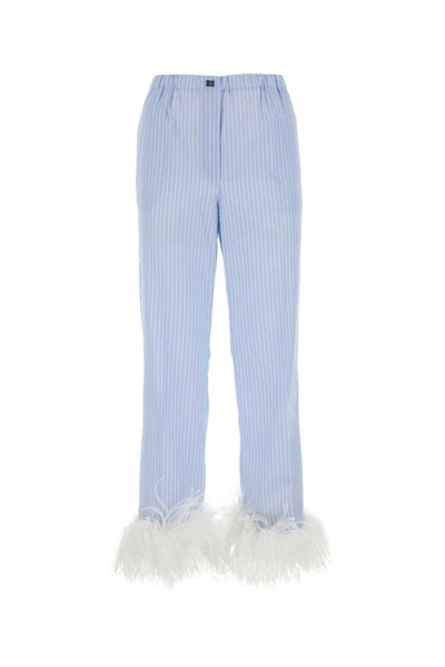 Attico Miu Miu Cotton Trousers In Sky Blue