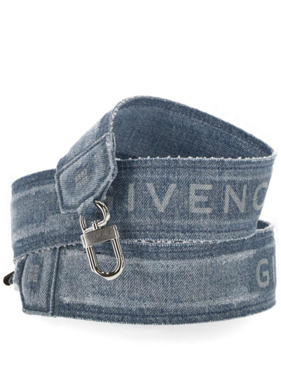 Givenchy Logo Denim Strap In Blue