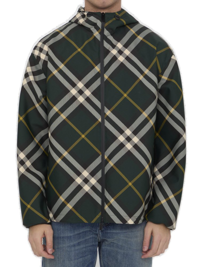 BURBERRY BURBERRY LOGO EMBROIDERED CHECKERED ZIP