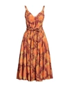 ULLA JOHNSON ULLA JOHNSON WOMAN MIDI DRESS ORANGE SIZE 4 COTTON