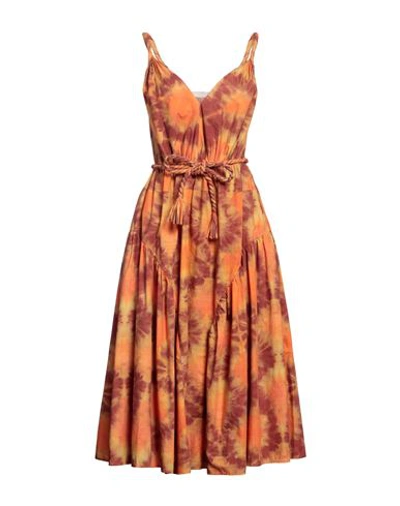 Ulla Johnson Woman Midi Dress Orange Size 6 Cotton