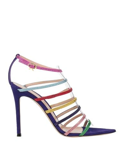 Gianvito Rossi Woman Sandals Purple Size 7.5 Leather, Rubber