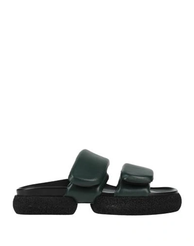 Dries Van Noten Men's Padded Leather Strap Sandals In Green