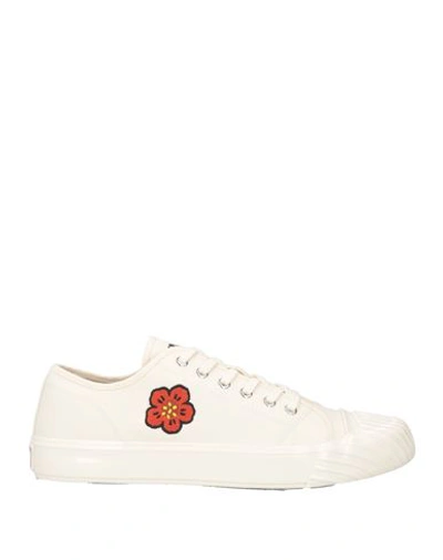 Kenzo Man Sneakers Ivory Size 11 Textile Fibers In White