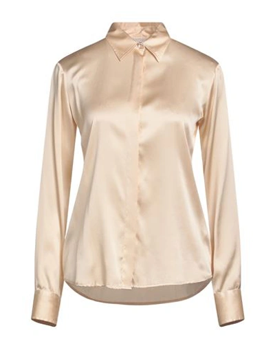 Antonelli Woman Shirt Beige Size 6 Silk, Lyocell