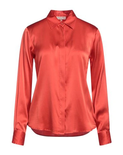 Antonelli Woman Shirt Orange Size 6 Silk, Lyocell