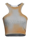 Off-white Off White Woman Multicolor Stretch Cotton Top In Beige