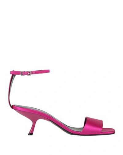 Evangelie Smyrniotaki X Sergio Rossi Woman Sandals Fuchsia Size 11 Textile Fibers In Pink
