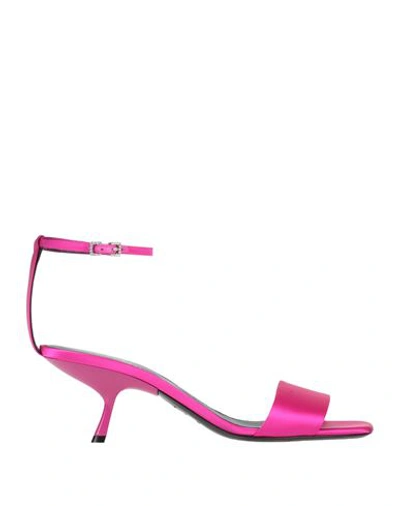 Evangelie Smyrniotaki X Sergio Rossi Woman Sandals Fuchsia Size 10 Textile Fibers In Pink