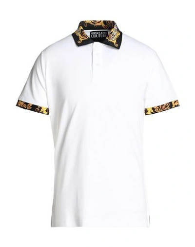 Versace Jeans Couture Man Polo Shirt White Size Xxl Cotton, Polyester, Elastane