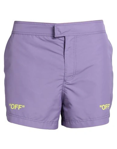 Off-white Man Swim Trunks Light Purple Size Xl Polyester