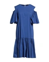 D-exterior D. Exterior Woman Midi Dress Blue Size 10 Cotton, Polyamide, Elastane
