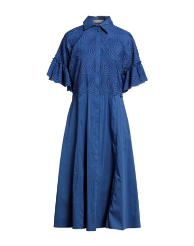 D-exterior D. Exterior Woman Midi Dress Blue Size 10 Polyester, Cotton, Polyamide