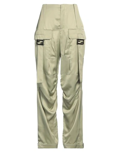 FENDI FENDI WOMAN PANTS SAGE GREEN SIZE 8 VISCOSE