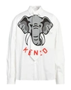 Kenzo Elephant Cotton Poplin Shirt W/tie In White