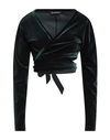 Gio' Guerreri Woman Wrap Cardigans Dark Green Size 12 Polyester, Elastane