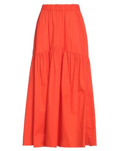 Compagnia Italiana Woman Midi Skirt Orange Size S Cotton, Polyamide, Elastane