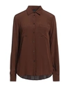Pinko Woman Shirt Brown Size 4 Acetate, Silk