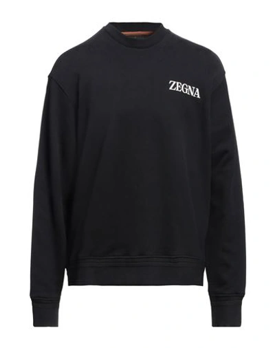 Zegna Man Sweatshirt Black Size 42 Cotton