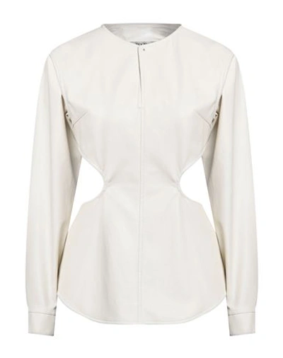 Issey Miyake Woman Top Ivory Size 2 Polyester, Polyurethane In White