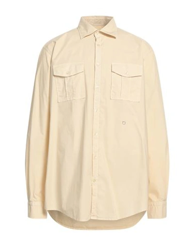 Massimo Alba Man Shirt Beige Size S Cotton, Elastane