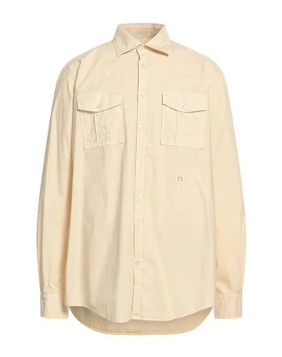 Massimo Alba Man Shirt Beige Size Xl Cotton, Elastane