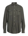 Massimo Alba Man Shirt Military Green Size Xl Cotton, Elastane