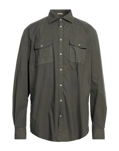 Massimo Alba Man Shirt Military Green Size Xl Cotton, Elastane