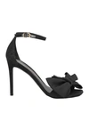 Stuart Weitzman Bow Detail Fabric Sandals In Black