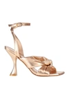 Stuart Weitzman Woman Sandals Copper Size 8.5 Soft Leather In Orange