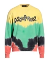 Dsquared2 Tie-dye Crew-neck Sweatshirt With Logo Print In Yellow