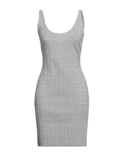 Givenchy Woman Mini Dress Silver Size L Viscose, Polyester, Polyamide, Elastane