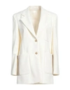 PALM ANGELS PALM ANGELS WOMAN BLAZER CREAM SIZE 8 POLYESTER, VIRGIN WOOL, COTTON