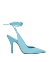 Attico Ankle Wrap Pointed Toe Slingback Pump In Blue