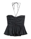 Msgm Woman Top Black Size 6 Viscose, Linen In Black