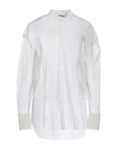 Msgm Woman Shirt White Size 8 Polyamide