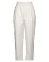 Dondup Woman Pants Off White Size 4 Polyester, Viscose, Elastane In Beige